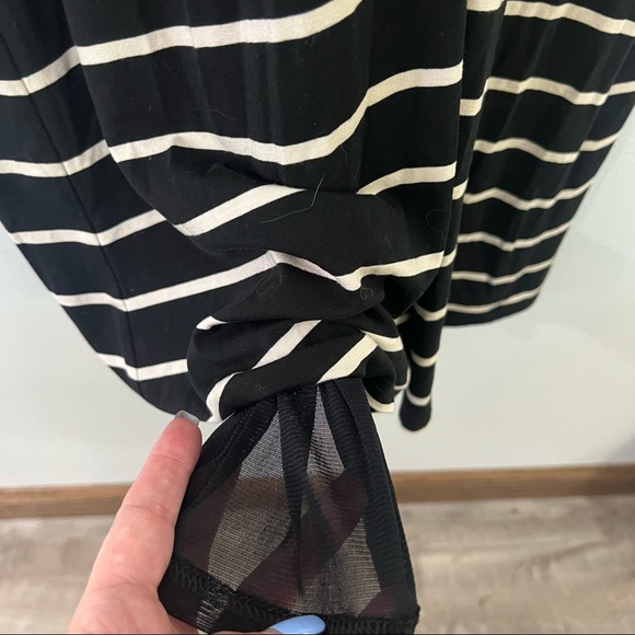 Garnet Hill Short Sleeved Tie Twist Striped Midi Dress - Picture 8 of 11